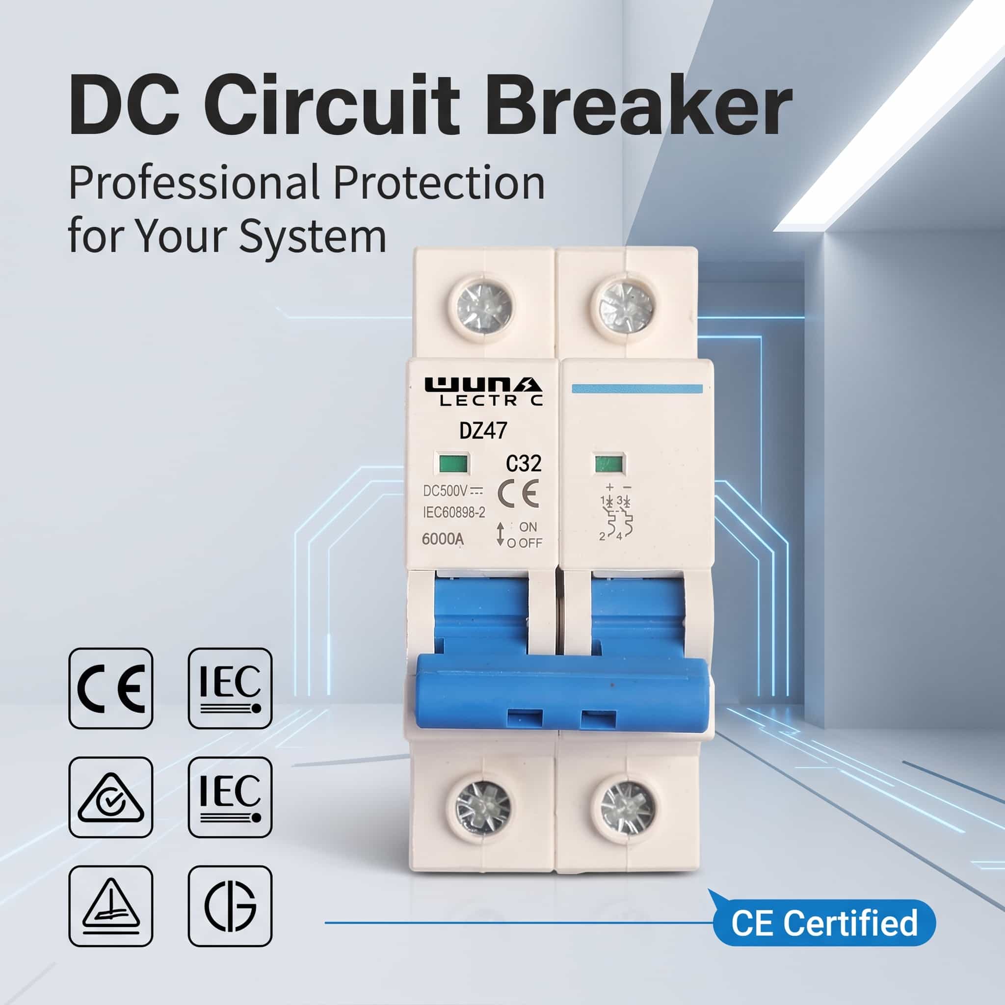 Διακόπτης 2 πόλων DC Miniature DZ47 C32 500V