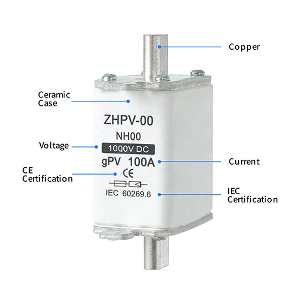 NH00-1000V IEC Χαμηλής τάσης Φωτοβολταϊκό Μαχαίρι Ασφάλεια Πλαστική 80A 6ka Ικανότητα θραύσης